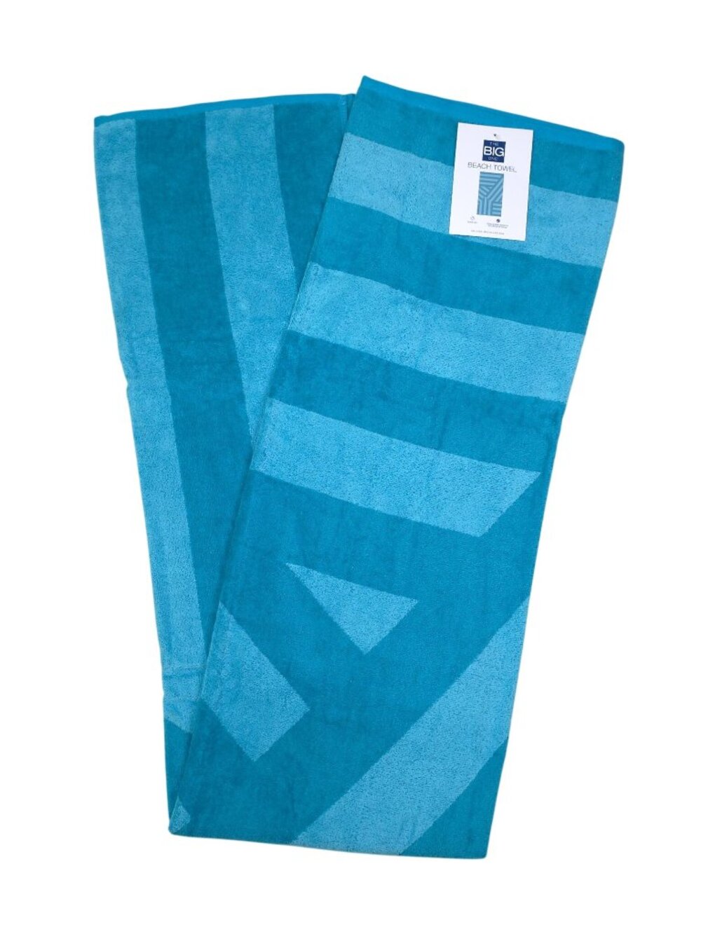 The Big One Quick Dry Beach Towel 34"x64" Turquoise Striped 100% Cotton